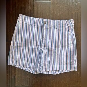 GAP High Waist Striped Shorts - Blue and White